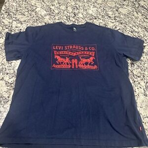 Levi's Strauss & Co. Horse Logo ~ Navy Blue ~ Men's 2XX  T-Shirt ~ Short Sleeve